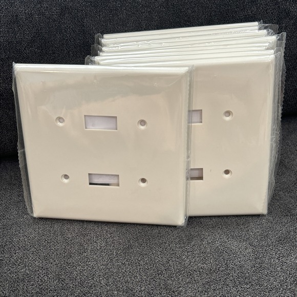 Power Gear Other - Lot of 10 Power Gear Wall Plate Cover Light Almond Double Toggle Oversize 2 Gang